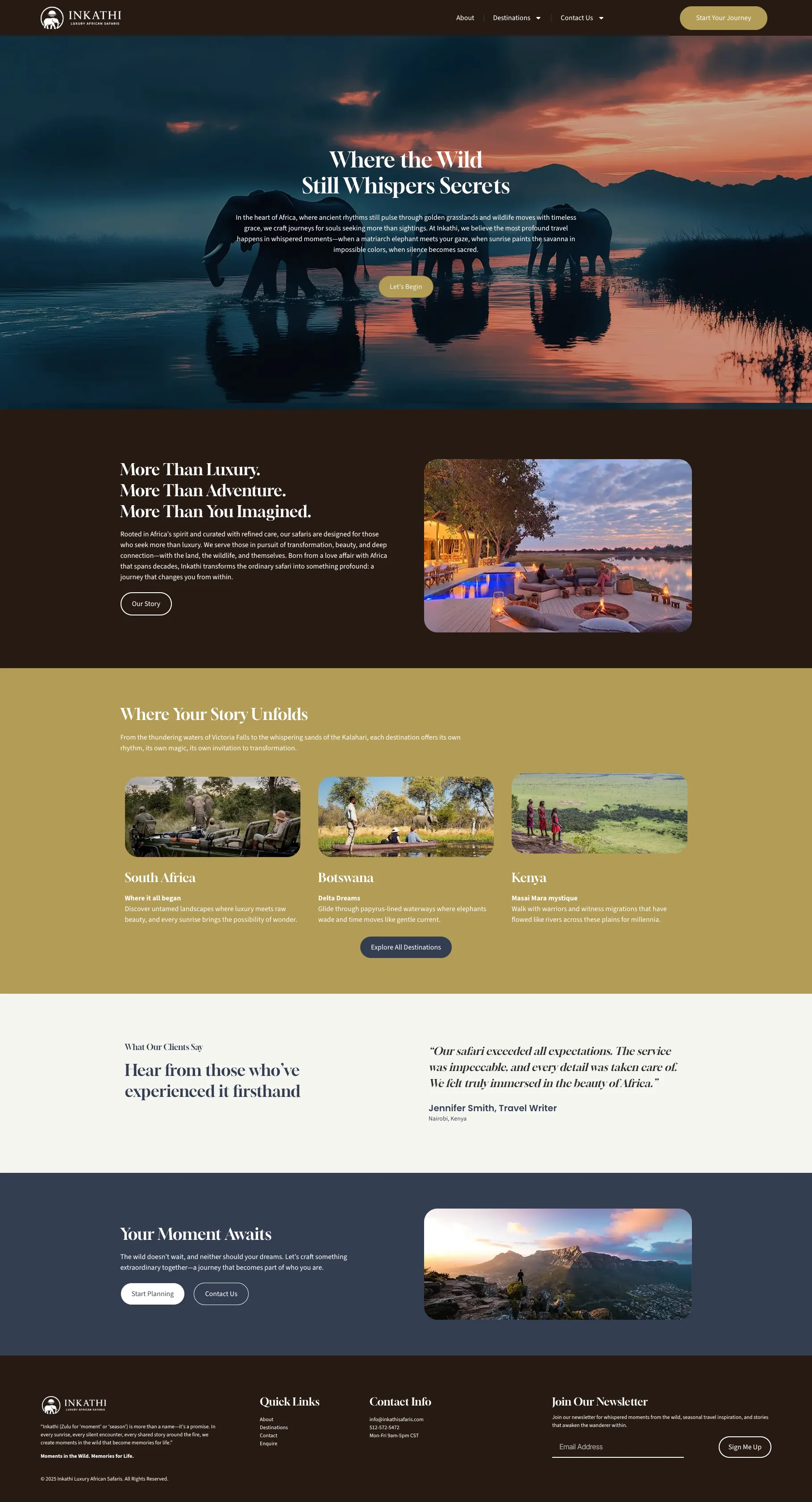 Inkathi Safaris full homepage walkthrough