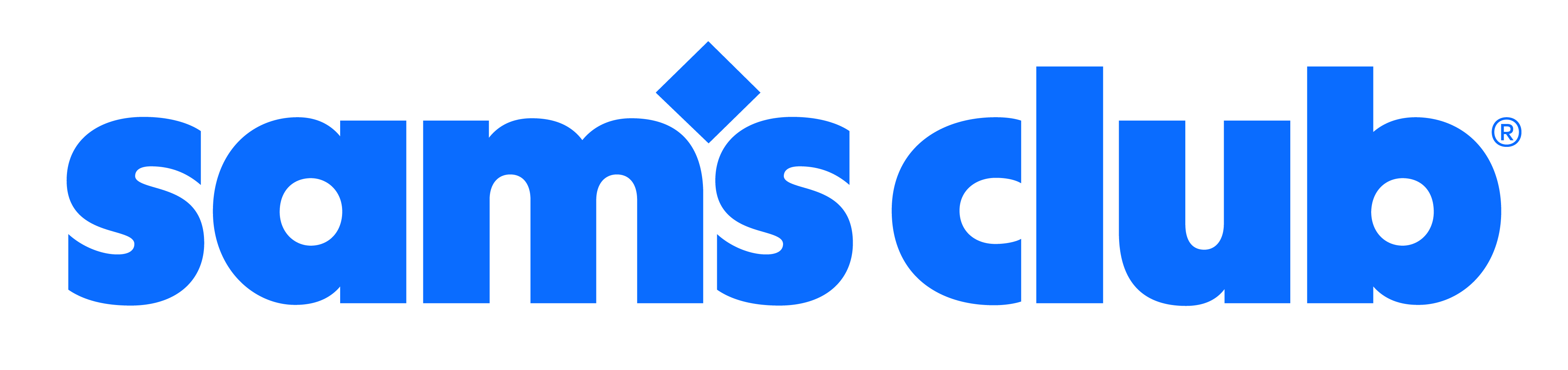 The new Sam's Club wordmark in blue, with a small diamond standing in for the apostrophe.